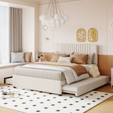 Upholstered Platform Bed With Drawers, Classic Headboard Design