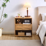 Nightstand With USB Ports & Outlet Hole, End Table With Drawer