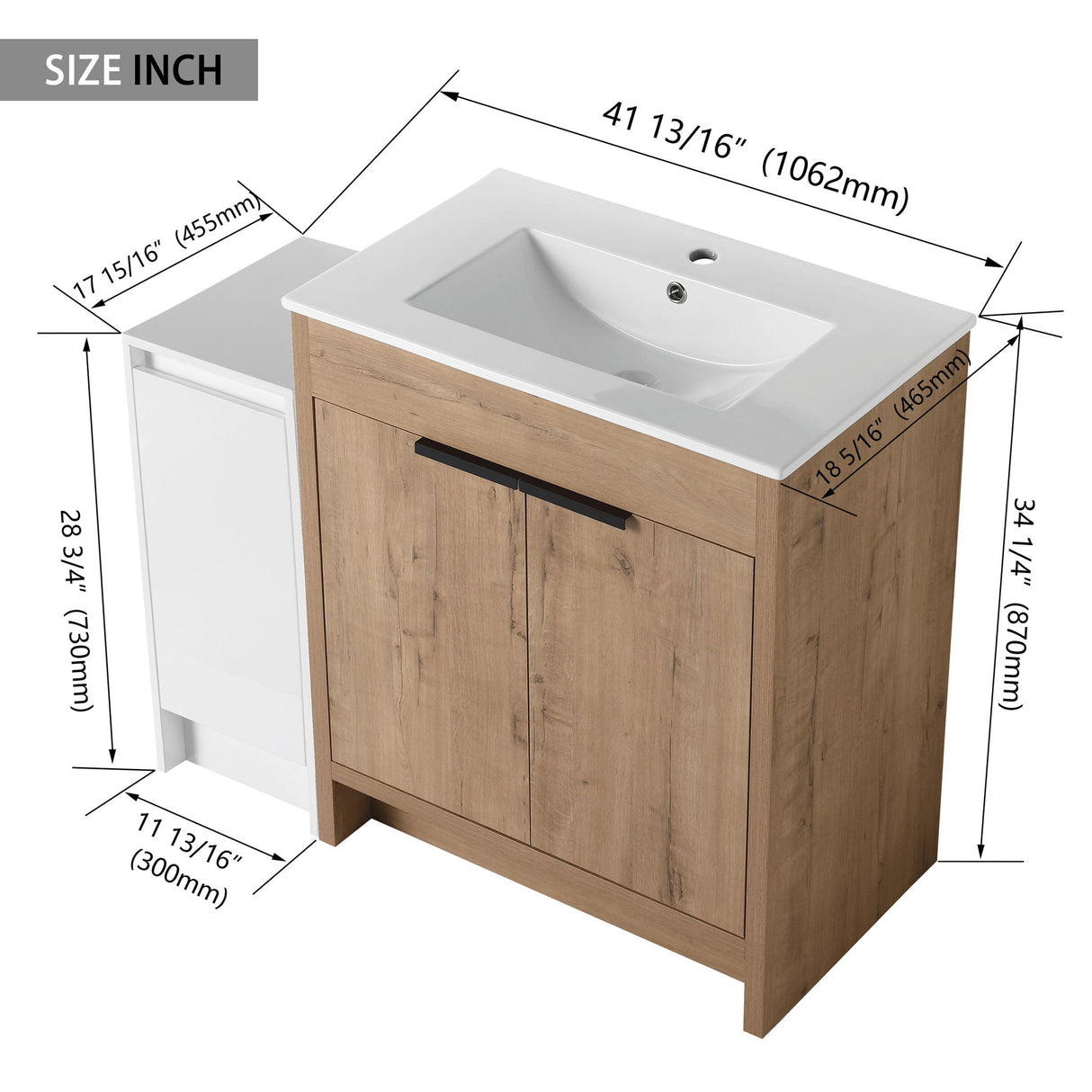 Freestanding Bathroom Vanity With Sink And Storage Cabinets, Soft Closing Doors