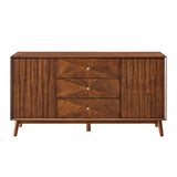 Sideboard Buffet Cabinet With 3 Drawers And 2 Storage Cabinets - Walnut