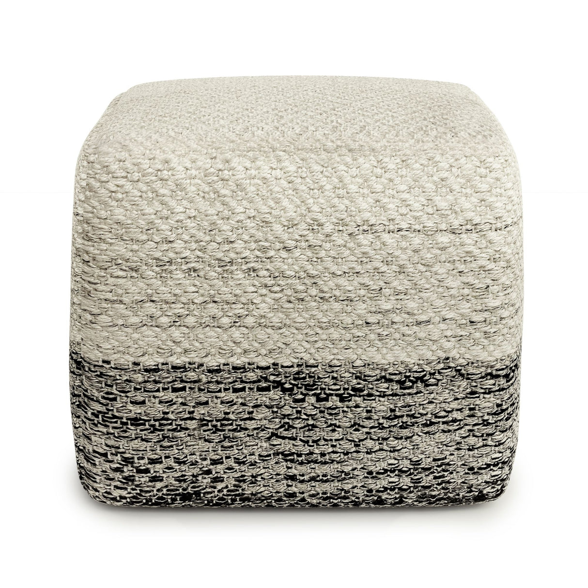 Macie - Square Woven Outdoor / Indoor Pouf - Gray / White