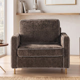 Accent Chair Upholstered Single Sofa With Square Arms, Sewn Pillow Back For Living Room