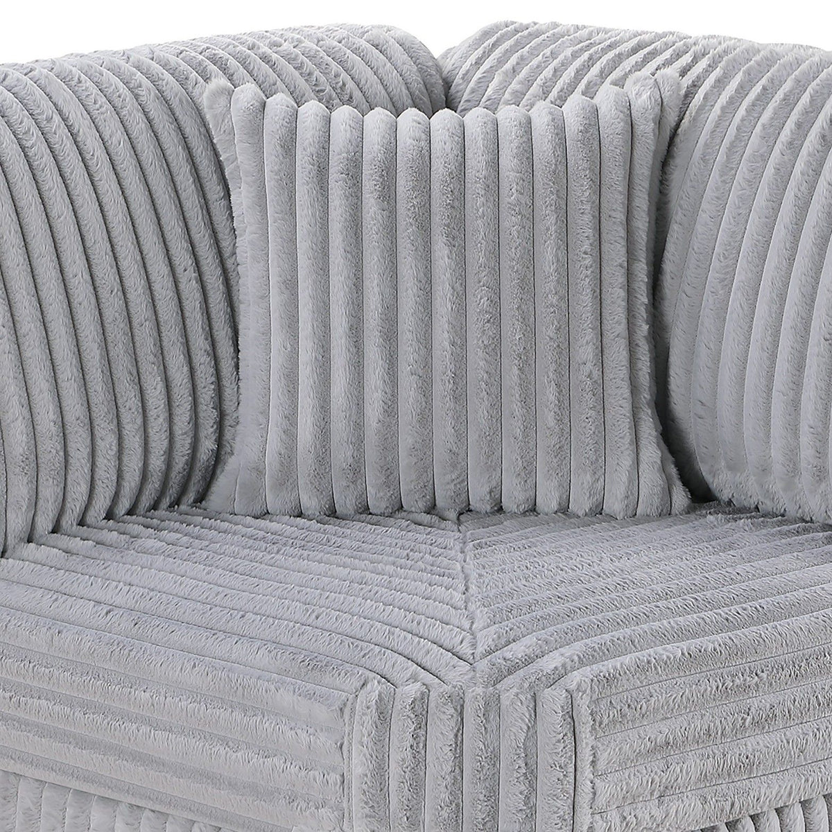 Corner Wedge Chair With Pillow, Living Room Furniture, Soft Upholstered Modular Seating - Gray / Mink