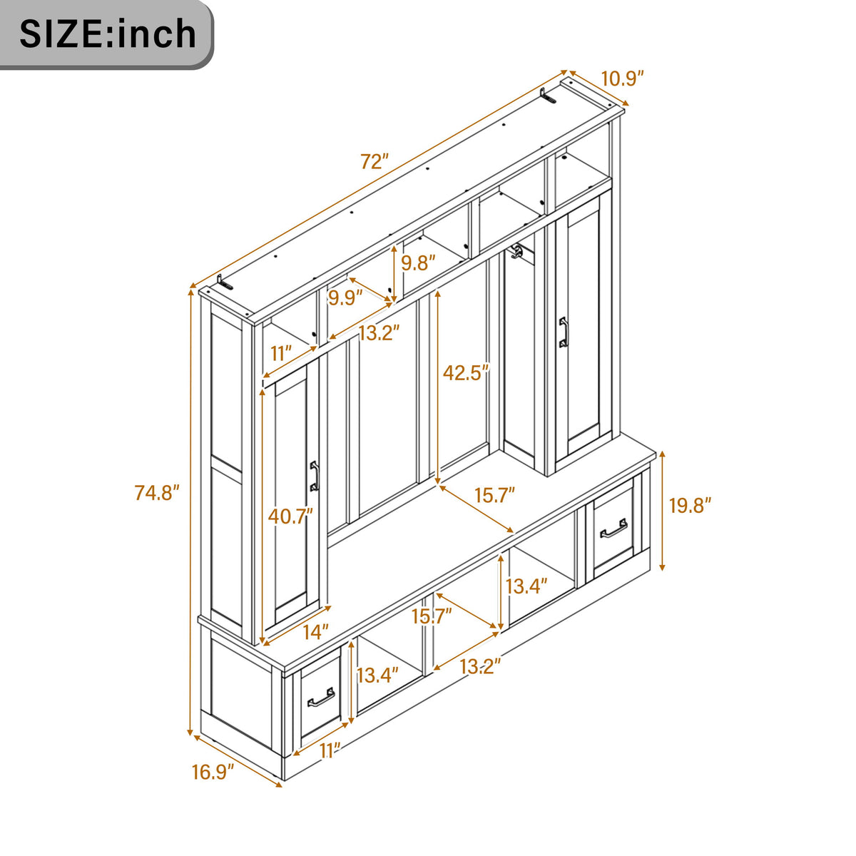 Hall Tree With Storage Bench, Entryway Coat Rack With Hooks