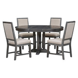 Dining Set & Extendable Round Table And 4 Upholstered Chairs
