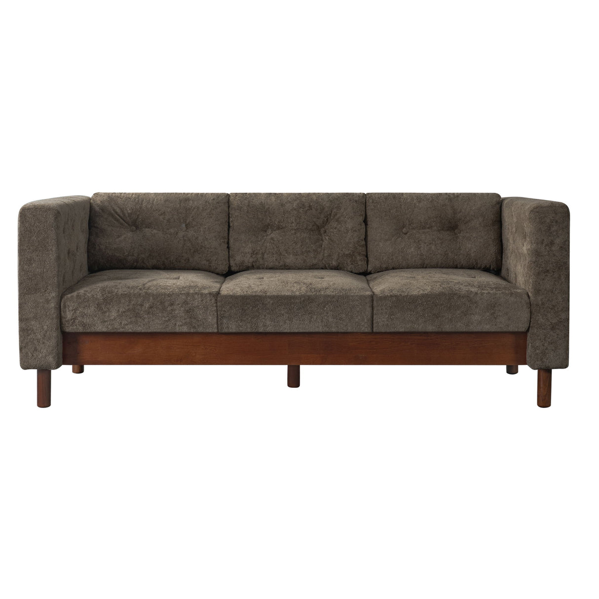 3 Seater Sofa With Square Arms, Tufted Pillow Back For Living Room