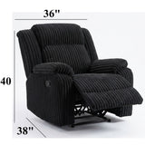Motion Recliner Chair With Plush Armrests For Living Room, Soft Seat - Black
