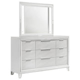 9 Drawer Dresser With LED Mirror, Touch Activated Lighting - White