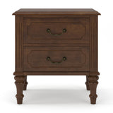 Fluted Nightstand With 2 Drawers, Bedside Table - Walnut
