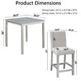 5 Piece Counter Height Table Set, Square Table And 4 Upholstered Chairs