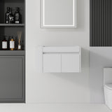 Floating Bathroom Vanity Cabinet, Soft Close Double Drawers, Open Side Storage, Wall Mounted, Cabinet Only