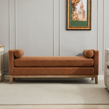 Upholstered End Of Bed Bench With Arms & 2 Bolsters For Bedroom