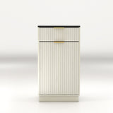 Tilt Out Trash Can Cabinet With Wave Textured Drawer & Pull Out Bin
