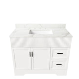 Bathroom Vanity Set, Fluted Cabinet With Soft Close Doors & Drawers, 3 Faucet Holes, Sink Included - White