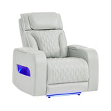 Julian - Power Recliner With Power Headrest And LED Lighting - Silver
