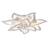 32" Flower Ceiling Fan With LED Dimmable Light, Low Profile Flush Mount Fan With Remote Control, 6 Speeds