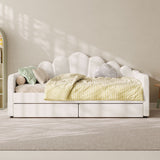 Shell Shaped Upholstered Daybed Frame With Slats