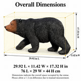 Bear Garden Statue, Walking Animal Sculpture With 2 Ground Stakes For Outdoor Decor - Black