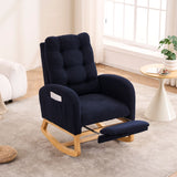 Ly-5104 - Accent Rocking Chair With Footrest & Storage Pocket For Living Room - Blue