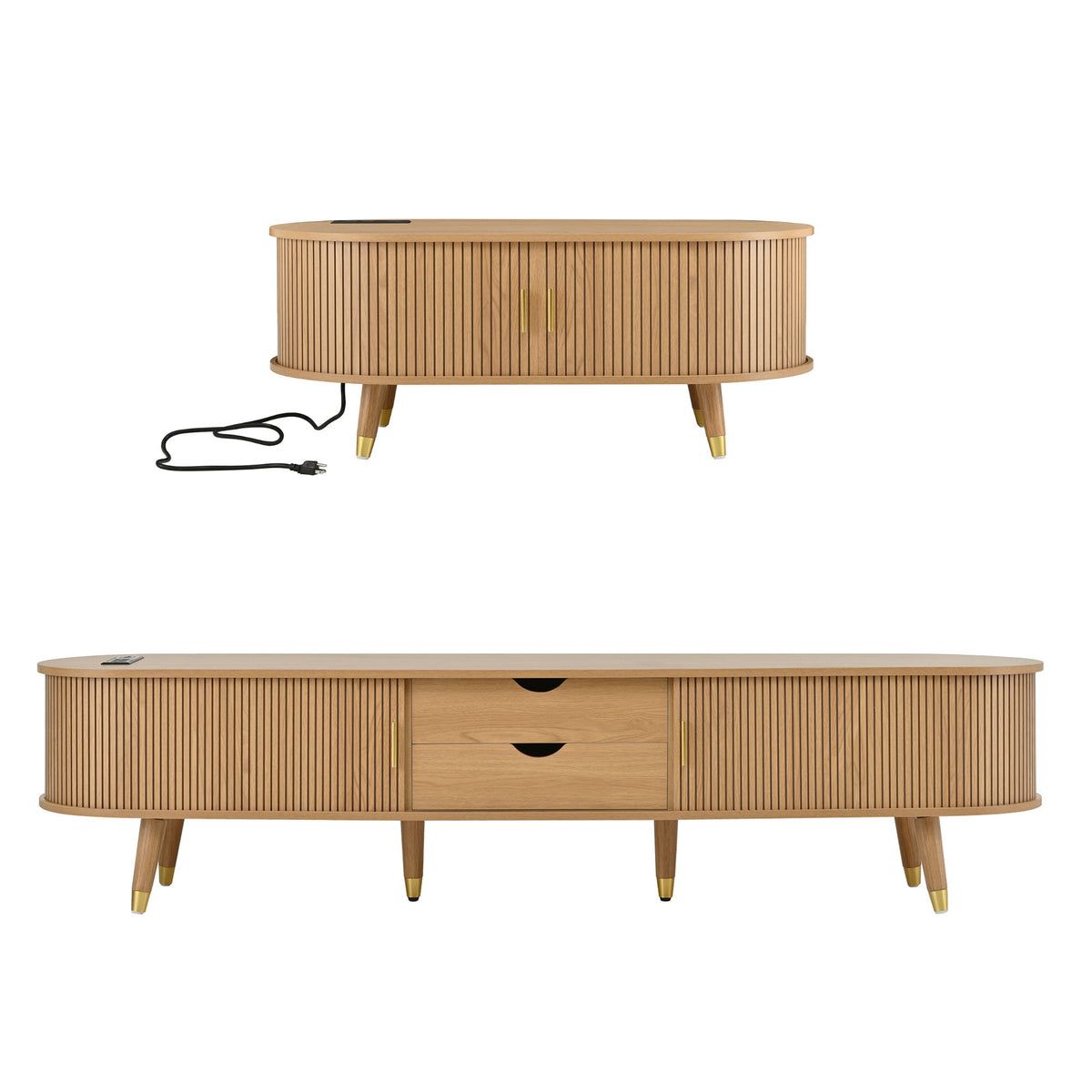 TV Stand & Coffee Table Set With Charging Station