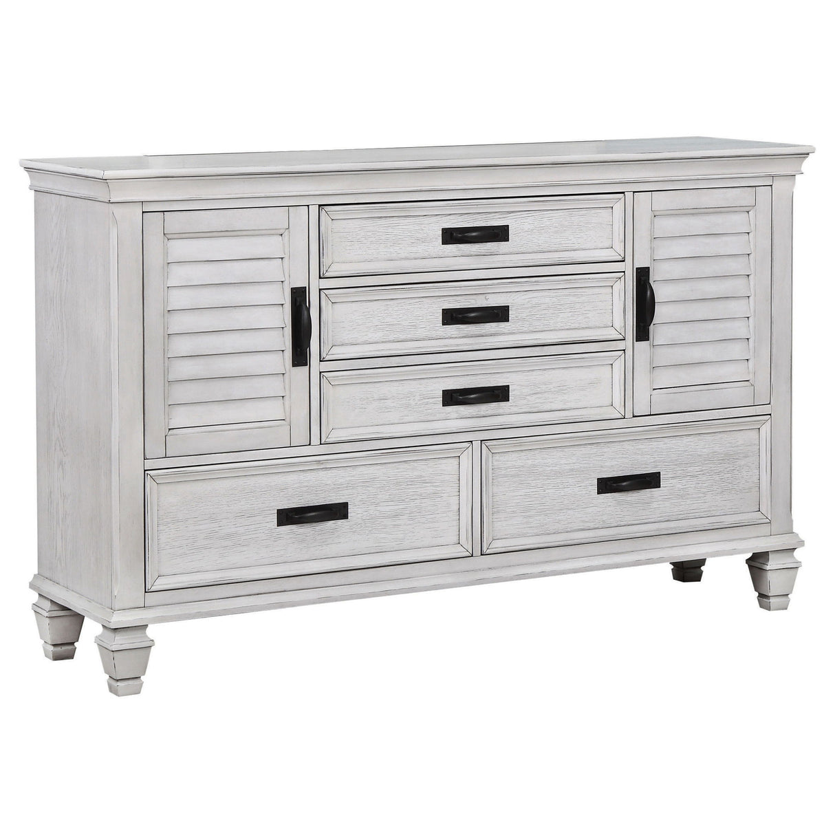 Lockeford - 5 Drawer Dresser With Side Cabinets - White