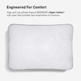 Bedgear High-Low Performance Pillow - Soft Support Pillow For Neutral Sleepers - Low Size