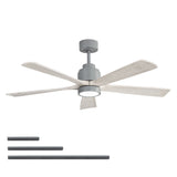52" Ceiling Fan With Light, 6 Speed Quiet Remote Control, Dimmable LED For Living Room