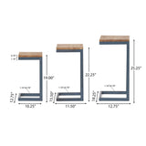 Kacha - Modern Industrial Firwood Nesting Tables (Set of 3) With Iron Frame - Antique Brown / Black