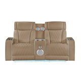 Electra - Power Reclining Loveseat With Power Headrests, Console, Speakers, Massage, LED Lighting And USB Control