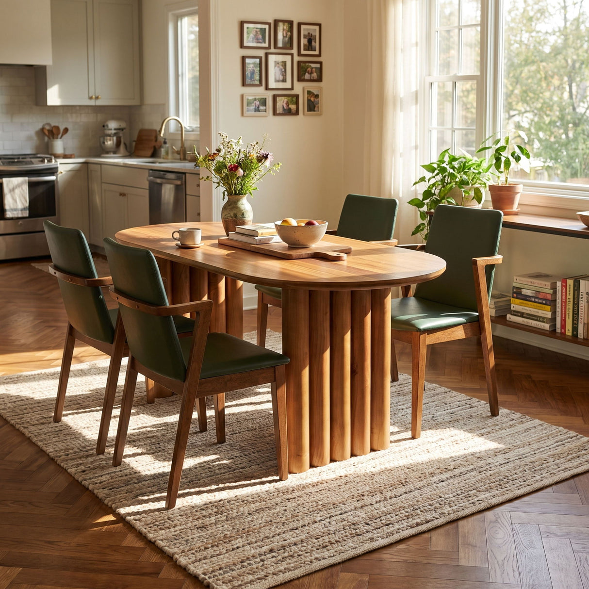 5 Piece Indoor Dining Set With Oval Table And Chairs