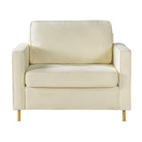 Accent Chair Upholstered Single Sofa With Square Arms, Sewn Pillow Back For Living Room