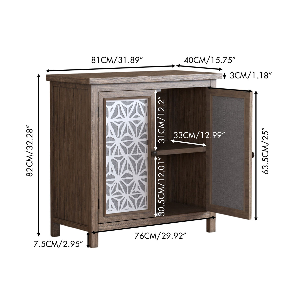Storage Cabinet, Organizer - Brown Antique White