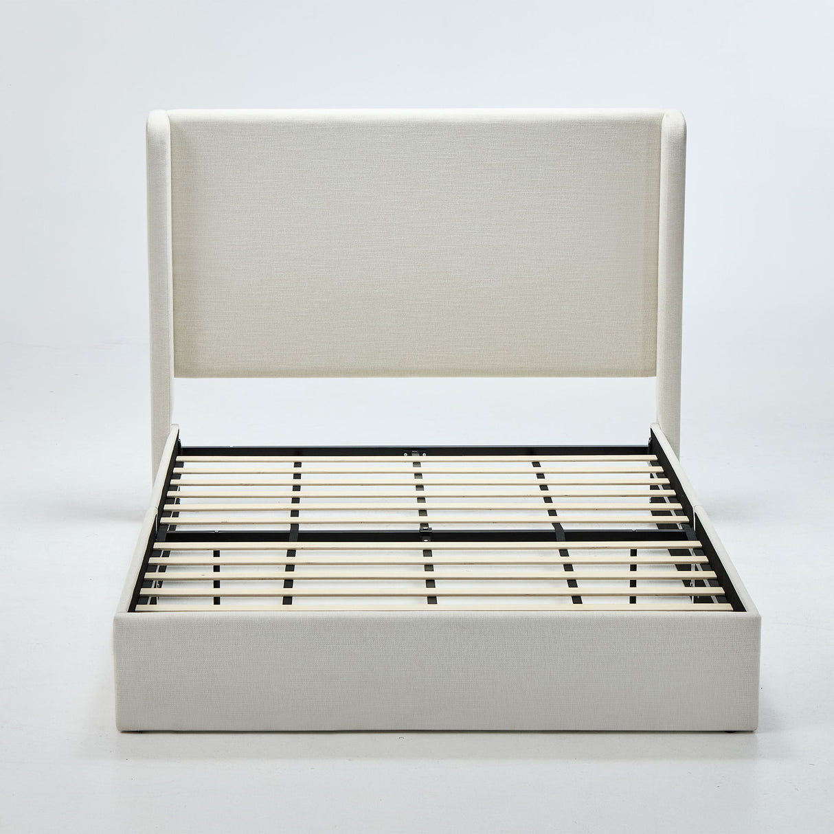Carmen - Minimalist Upholstered Wingback Bed Frame With High Headboard