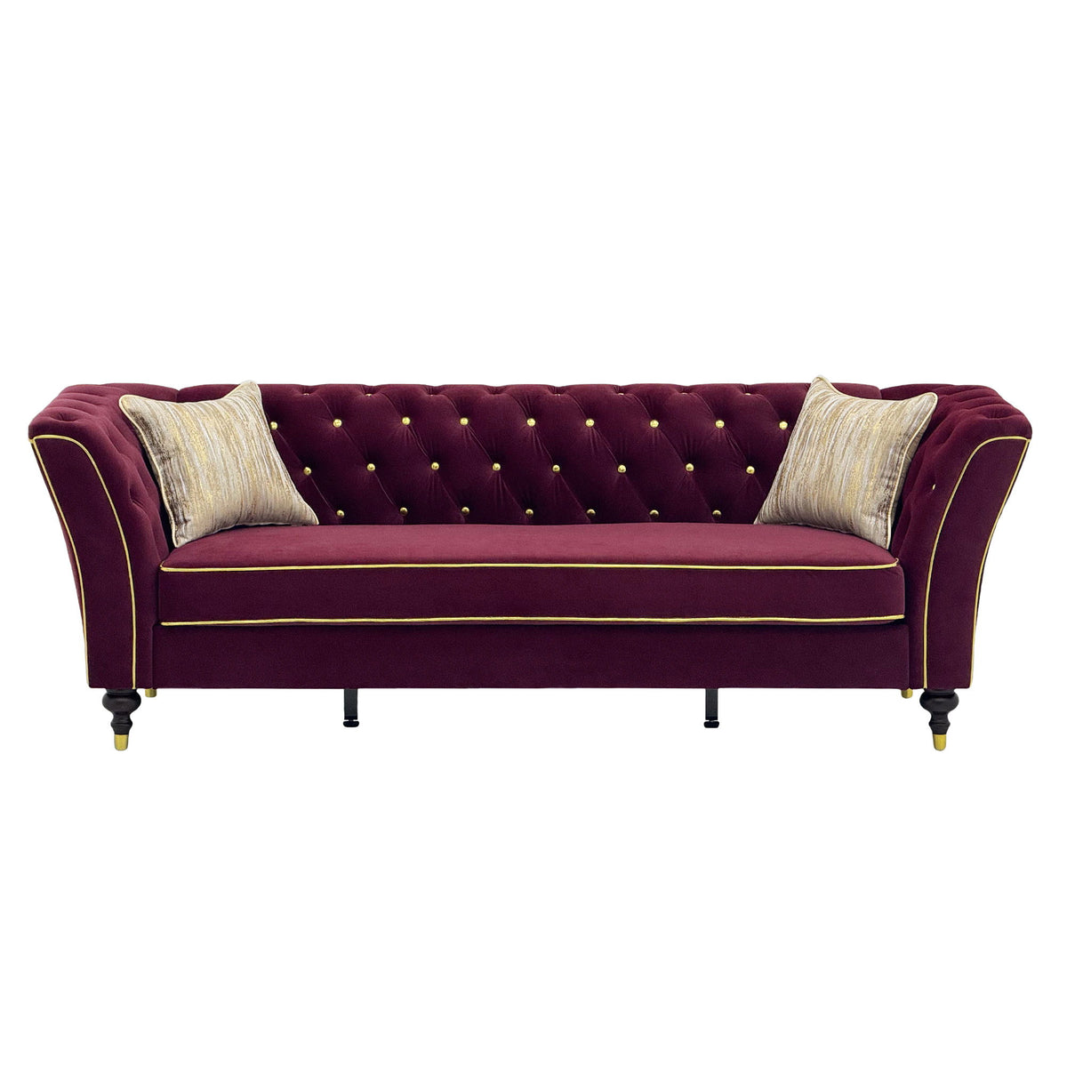 3 Person Sofa With Deep Seat, Tufted Backrest
