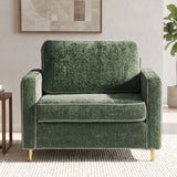 Accent Chair Upholstered Single Sofa With Square Arms, Sewn Pillow Back For Living Room