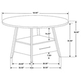 Arunda Yukon - Round Counter Height Dining Table With Pedestal Base And Built In Drawer - Oak