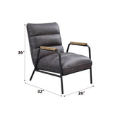 Nignu - Top Grain Leather Matt Iron Accent Chair - Gray