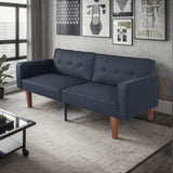 Convertible Futon Sofa Bed With Adjustable Split Back, Twin Size Sleeper Couch - Black