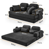 Convertible Sleeper Sofa With & Side Storage Pocket, Foldable Upholstered Couch For Living Room