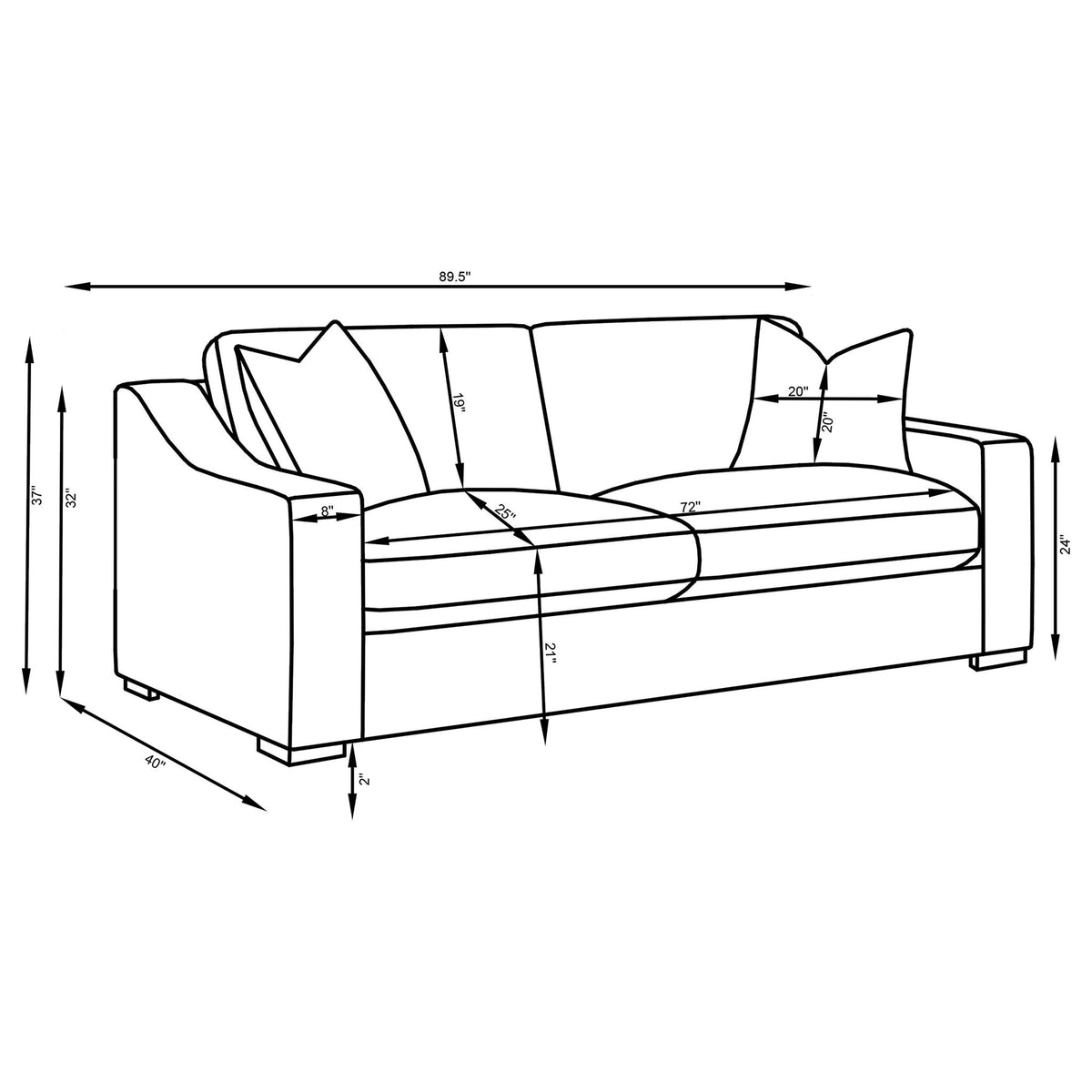 Chelan - Upholstered Track Arm Sofa Set With Curved Arms