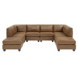 Modular Sectional, Customizable Layout, Removable Cushions - Brown