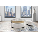 Rounded Storage Coffee Table With 3 Stools