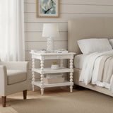Aria - Nightstand With Styling, 2 Shelves, Pull Out Tray, Spool Turned Legs - Antique White