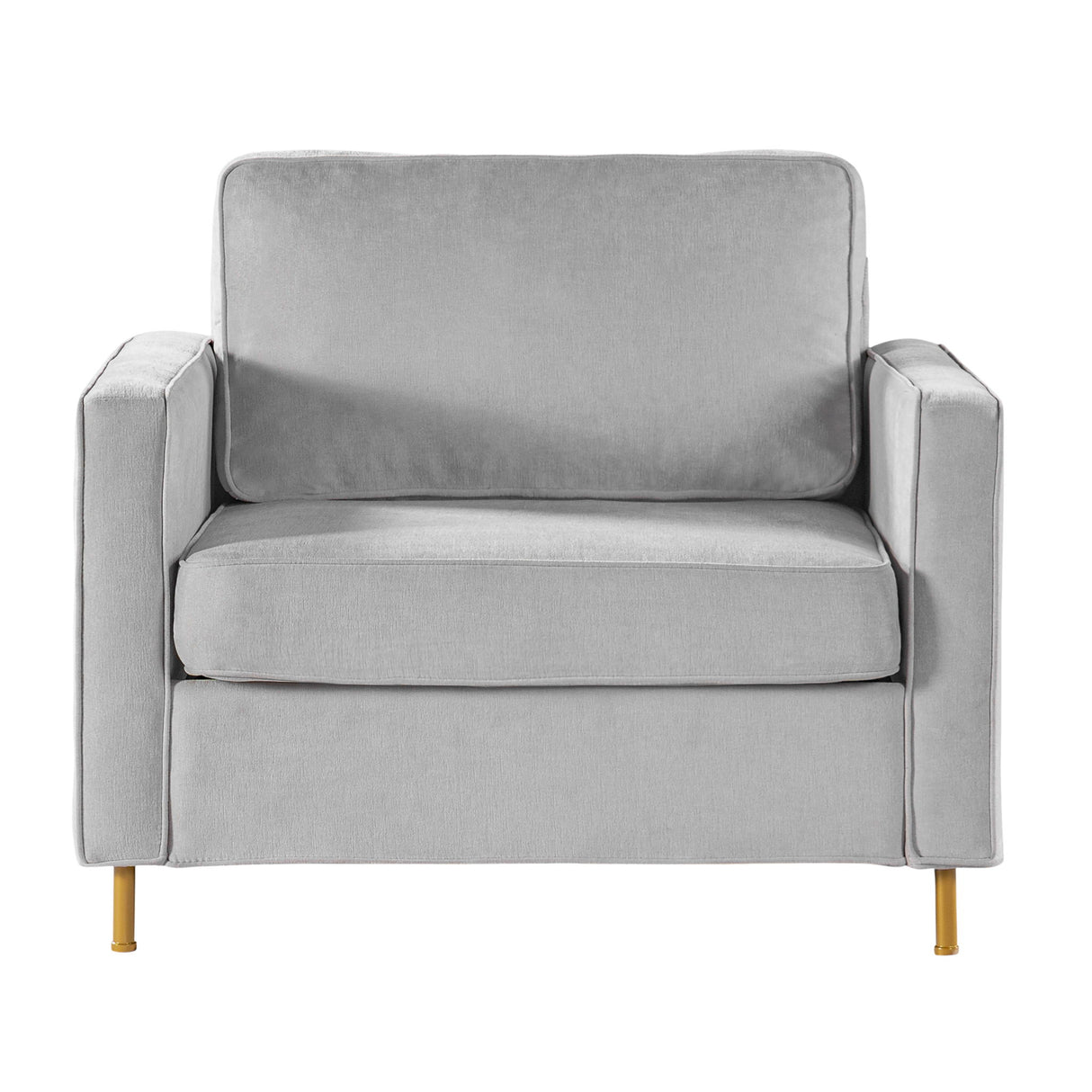 Accent Chair Upholstered Single Sofa With Square Arms, Sewn Pillow Back For Living Room