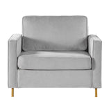 Accent Chair Upholstered Single Sofa With Square Arms, Sewn Pillow Back For Living Room