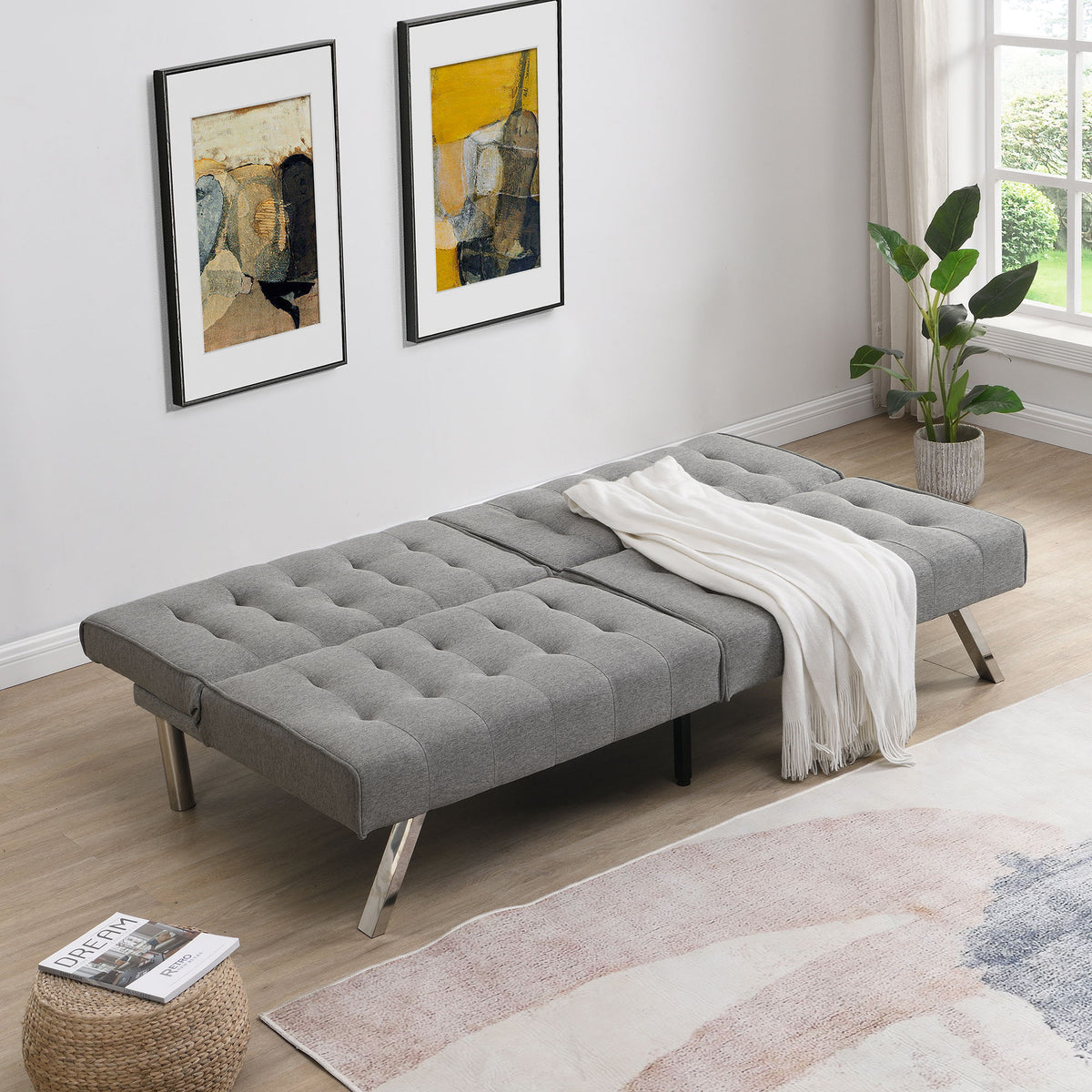 Comfortable Futon Sofa Bed - Gray