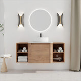 Wall Mounted Bathroom Vanity With Art Sink, 2 Storage Shelves, Soft Close Door