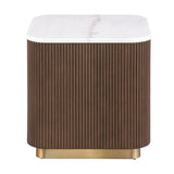 3 Piece Table Set, Square Cocktail Table & 2 Square End Tables - Brown / Gold / White