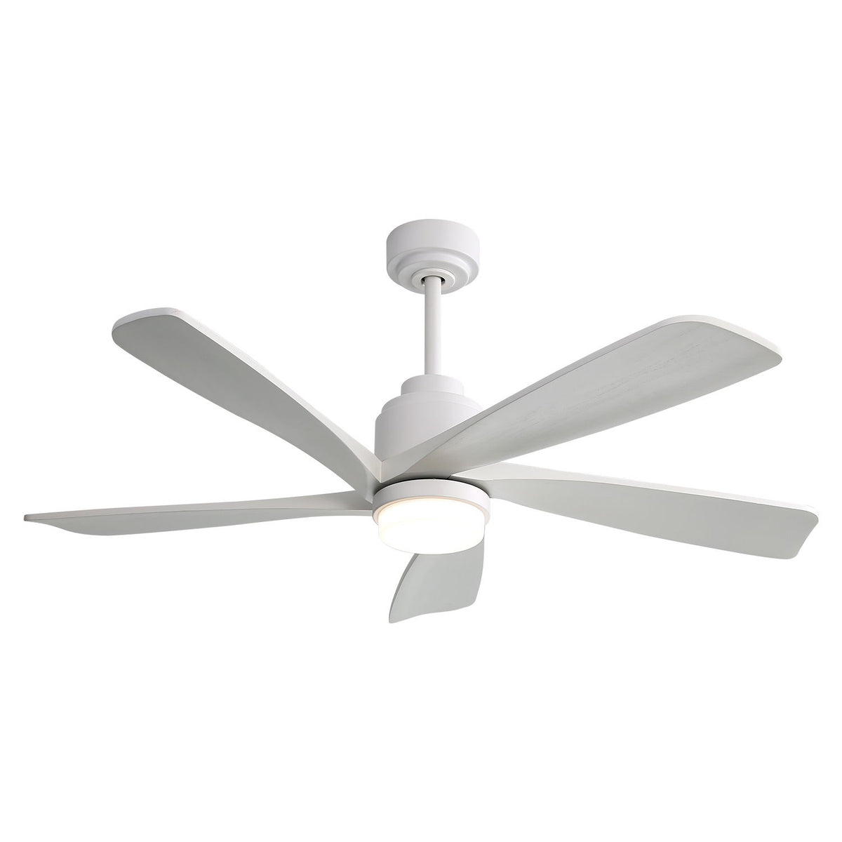 52" Ceiling Fan With Dimmable LED Light, 5 Blades, Reversible DC Motor, Smart Remote Control - White