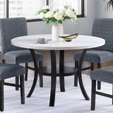 5 Piece Dining Set Chairs, Table With Lower Shelf - Black / Dark Gray / White
